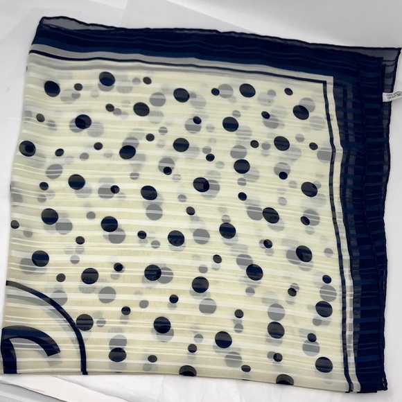 Chanel Navy & White Silk Chiffon 90cm Scarf - Picture 6 of 9